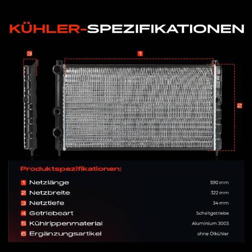 1x Kühler Wasserkühler Motorkühler für VW Caddy II Pick-up Skoda Felicia I 6U1 Bild 1x Kühler Wasserkühler Motorkühler für VW Caddy II Pick-up Skoda Felicia I 6U1