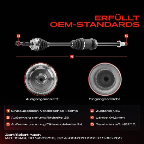 Frankberg 1x Antriebswelle Vorderachse Rechts für Toyota Corolla Kombi Stufenheck E12 2.0L 2002-2007 Bild Frankberg 1x Antriebswelle Vorderachse Rechts für Toyota Corolla Kombi Stufenheck E12 2.0L 2002-2007