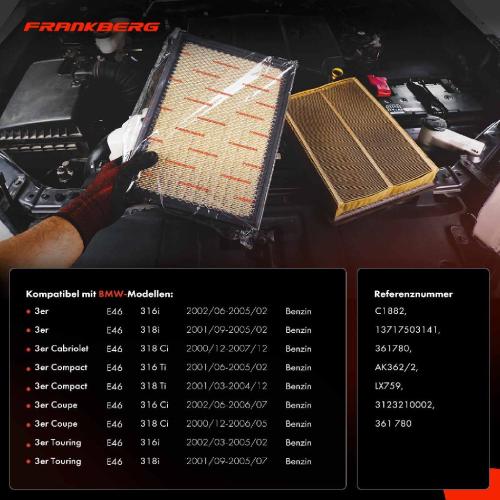 1x Luftfilter Filtereinsatz für BMW 3er E46 316i Ti Ci 318i Ti 1.6 1.8 2.0 Benzin Bild 1x Luftfilter Filtereinsatz für BMW 3er E46 316i Ti Ci 318i Ti 1.6 1.8 2.0 Benzin