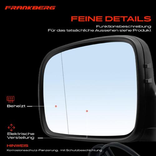 Frankberg 1x Außenspiegel Links für VW California T5 Camper Multivan V Transporter V 2003-2015 Bild Frankberg 1x Außenspiegel Links für VW California T5 Camper Multivan V Transporter V 2003-2015