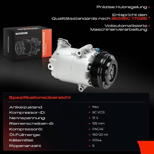 Frankberg 1x Klimakompressor für Opel Astra H A04 L35 L08 L70 L69 1.3L 2005-2010 Bild Frankberg 1x Klimakompressor für Opel Astra H A04 L35 L08 L70 L69 1.3L 2005-2010