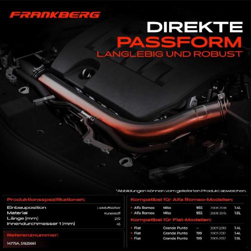 1x Kühlerschlauch Turboschlauch für Alfa Romeo Mito 955 Fiat Grande Punto 199 1.4L 1.6L 1.9L 2005-2018 Bild 1x Kühlerschlauch Turboschlauch für Alfa Romeo Mito 955 Fiat Grande Punto 199 1.4L 1.6L 1.9L 2005-2018