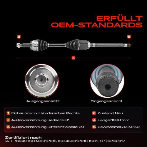 1x Antriebswelle Vorderachse Rechts für Land Rover Range Rover IV L405 Bild 1x Antriebswelle Vorderachse Rechts für Land Rover Range Rover IV L405