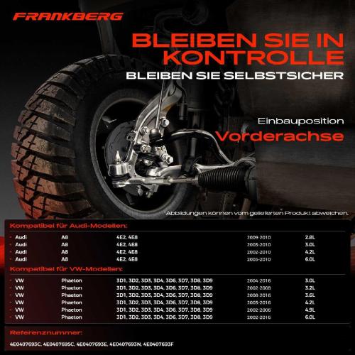 1x Querlenker Vorderachse für VW Phaeton Audi A8 2.8L 3.0L 4.2L 6.0L 3.2L 3.6L 4.9L 2002-2016 Bild 1x Querlenker Vorderachse für VW Phaeton Audi A8 2.8L 3.0L 4.2L 6.0L 3.2L 3.6L 4.9L 2002-2016