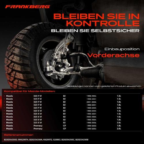 Frankberg 1x Querlenker Vorderachse für Mazda 323 F VI BJ 323 S VI Premacy CP 1.3L 1.5L 1.6L 1.8L 2.0L 1998-2005 Bild Frankberg 1x Querlenker Vorderachse für Mazda 323 F VI BJ 323 S VI Premacy CP 1.3L 1.5L 1.6L 1.8L 2.0L 1998-2005