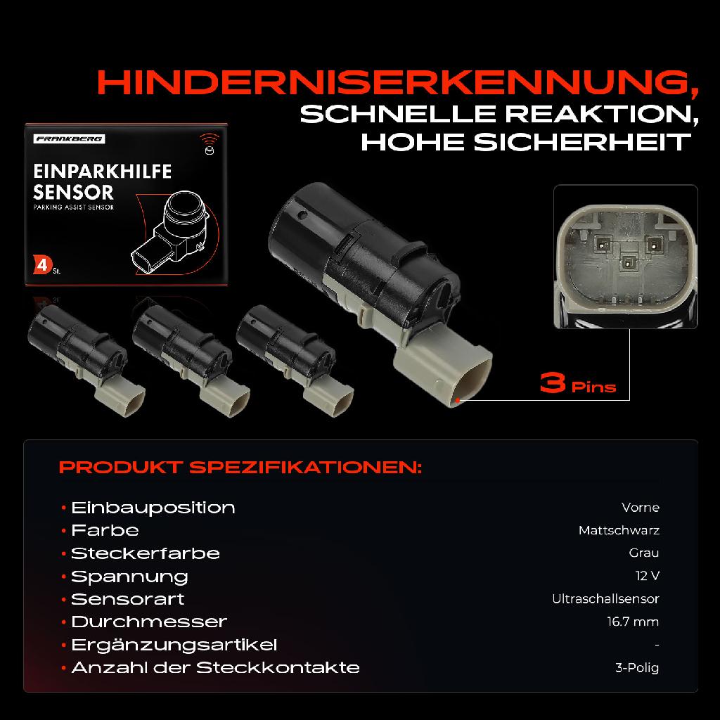 4x Parksensor PDC Sensor Vorne für Volvo S40 544 S60 384 V50 545 V70 285 XC70