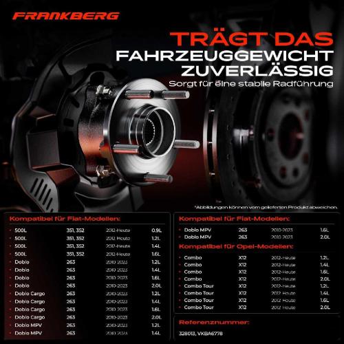 1x Radnabe Radlagersatz Hinterachse beidseitig für Fiat 500L Doblo Cargo MPV Tipo Kombi Schrägheck Stufenheck Bild 1x Radnabe Radlagersatz Hinterachse beidseitig für Fiat 500L Doblo Cargo MPV Tipo Kombi Schrägheck Stufenheck