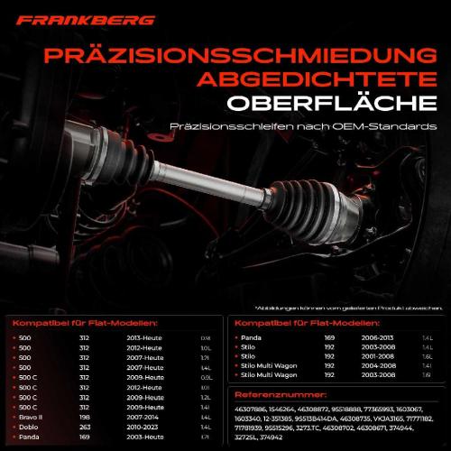 1x Antriebswelle Gelenksatz Vorderachse für Fiat 500 312 Panda 169 Bravo Doblo Lancia Bild 1x Antriebswelle Gelenksatz Vorderachse für Fiat 500 312 Panda 169 Bravo Doblo Lancia