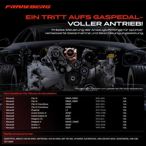 Frankberg 1x Drosselklappe Drosselklappenstutzen für Renault Megane II III Scénic II 1.4L 1.6L Bild Frankberg 1x Drosselklappe Drosselklappenstutzen für Renault Megane II III Scénic II 1.4L 1.6L