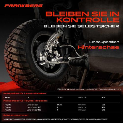 Frankberg 2x Koppelstange Hinterachse für Lexus LX UZJ100 Toyota Land Cruiser J7 JL7 Land Cruiser 100 J1 1990-2008 Bild Frankberg 2x Koppelstange Hinterachse für Lexus LX UZJ100 Toyota Land Cruiser J7 JL7 Land Cruiser 100 J1 1990-2008