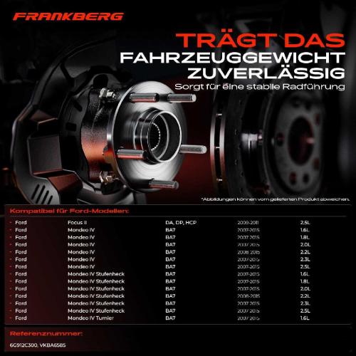 Frankberg 1x Radnabe Radlagersatz Vorderachse beidseitig für Ford Focus II Mondeo IV Stufenheck Turnier Bild Frankberg 1x Radnabe Radlagersatz Vorderachse beidseitig für Ford Focus II Mondeo IV Stufenheck Turnier