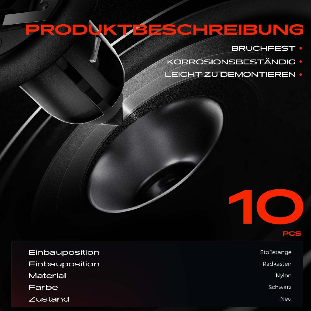 10x Befestigungsclips Stoßstange Radkasten für Audi A4 Avant A5 Cabriolet Q3 Q5