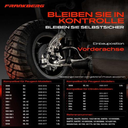 1x Querlenker Satz Vorderachse für Citroën C4 II DS4 Peugeot 3008 MPV 308 CC I SW 5008 Bild 1x Querlenker Satz Vorderachse für Citroën C4 II DS4 Peugeot 3008 MPV 308 CC I SW 5008