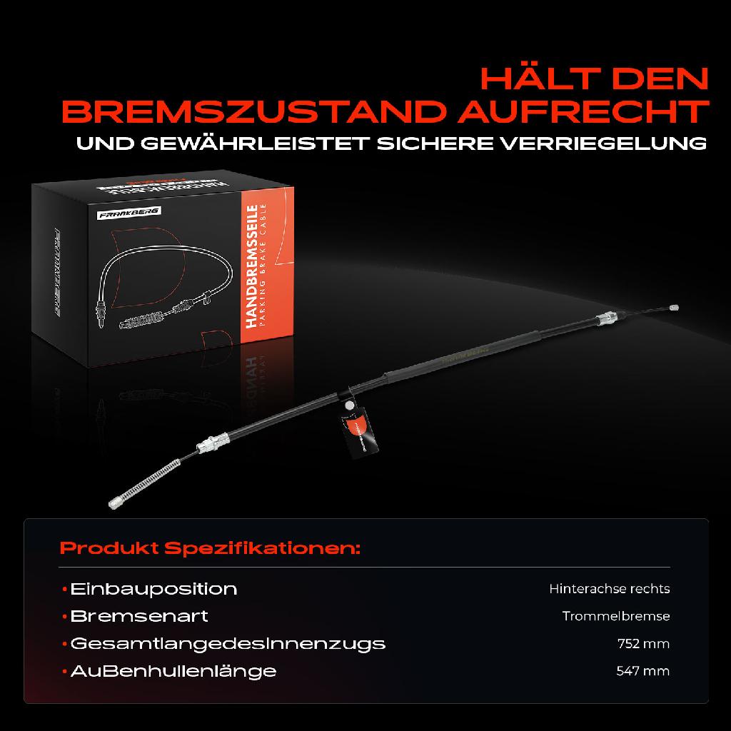 1x Seilzug Feststellbremse Hinterachse rechts für Peugeot 406 Break Coupe 8B 8E/F 8C