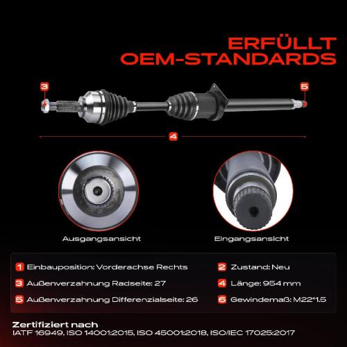 1x Antriebswelle Vorderachse Rechts für Jaguar X-Type Estate X400 2.0L 2.1L 2.2L 2002-2009 Bild 1x Antriebswelle Vorderachse Rechts für Jaguar X-Type Estate X400 2.0L 2.1L 2.2L 2002-2009
