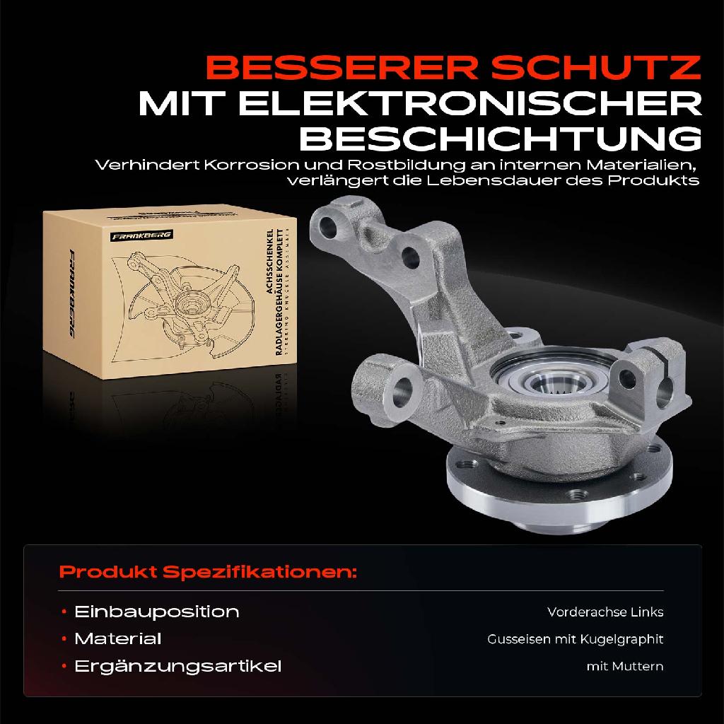 1x Achsschenkel Radlagergehäuse Komplett Vorderachse Links für Renault Clio 2 Kasten