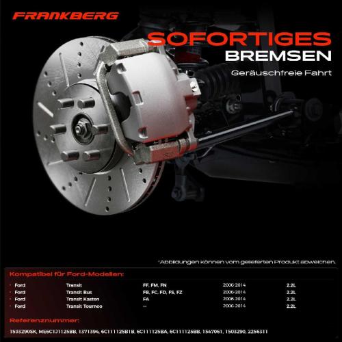 Frankberg 2x Bremsscheiben Vorderachse für Ford Transit Bus Kasten Pritsche/Fahrgestell Tourneo 2006-2014 Bild Frankberg 2x Bremsscheiben Vorderachse für Ford Transit Bus Kasten Pritsche/Fahrgestell Tourneo 2006-2014