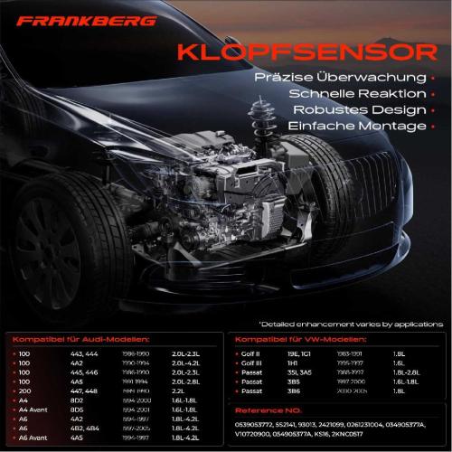 Frankberg 1x Klopfsensor Klopfgeber für VW Golf 2 3 Passat Jetta 2 Audi 80 90 100 A4 A6 A8 Bild Frankberg 1x Klopfsensor Klopfgeber für VW Golf 2 3 Passat Jetta 2 Audi 80 90 100 A4 A6 A8