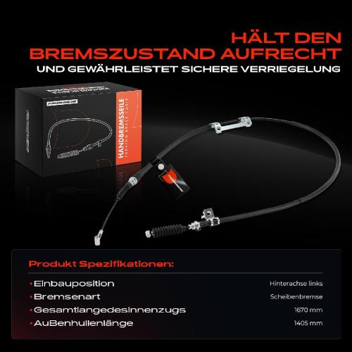 1x Seilzug Feststellbremse Hinterachse links für KIA Carens FC FJ Sephia FA Shuma FB Bild 1x Seilzug Feststellbremse Hinterachse links für KIA Carens FC FJ Sephia FA Shuma FB