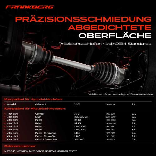 Frankberg 1x Antriebswelle Gelenksatz Vorderachse für Mitsubishi Pajero I L04G V2W L200 K5T Bild Frankberg 1x Antriebswelle Gelenksatz Vorderachse für Mitsubishi Pajero I L04G V2W L200 K5T