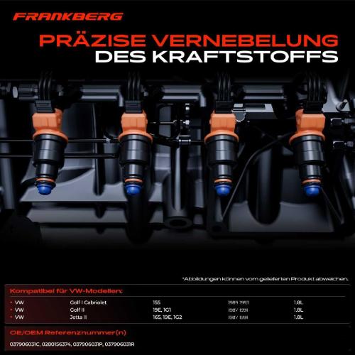 Frankberg 4x Einspritzventil Einspritzdüse für VW Golf I Cabriolet Golf II Jetta II 1987-1993 Bild Frankberg 4x Einspritzventil Einspritzdüse für VW Golf I Cabriolet Golf II Jetta II 1987-1993