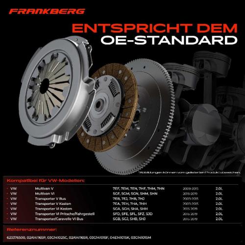 Frankberg 1x Kupplungssatz für VW Multivan V VI Transporter Bus Kasten Pritsche/Fahrgestell Transporter/Caravelle 2.0L Bild Frankberg 1x Kupplungssatz für VW Multivan V VI Transporter Bus Kasten Pritsche/Fahrgestell Transporter/Caravelle 2.0L
