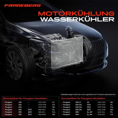 1x Kühler Wasserkühler Motorkühler für Peugeot 206 SW Van Schrägheck 2A/C 2E/K 2D Bild 1x Kühler Wasserkühler Motorkühler für Peugeot 206 SW Van Schrägheck 2A/C 2E/K 2D