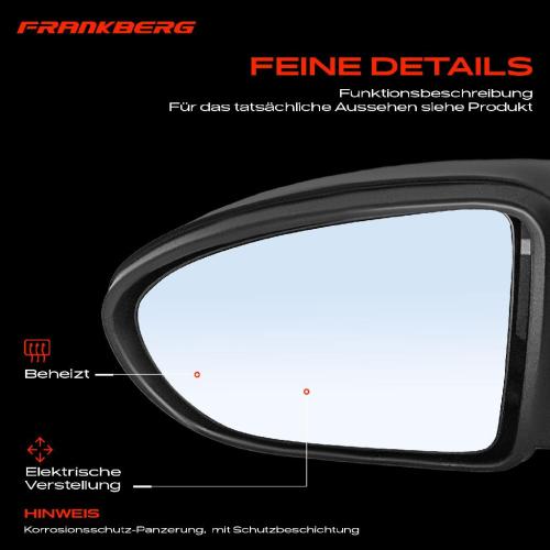 Frankberg 1x Außenspiegel Links für Nissan Qashqai I J10 JJ10E NJ10 1.5L 1.6L 2.0L 2007-2013 Bild Frankberg 1x Außenspiegel Links für Nissan Qashqai I J10 JJ10E NJ10 1.5L 1.6L 2.0L 2007-2013