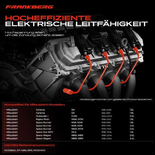 2x Zündleitungssatz Zündkabel für Mitsubishi Carisma Space Wagon Colt V Galant 7 Bild 2x Zündleitungssatz Zündkabel für Mitsubishi Carisma Space Wagon Colt V Galant 7