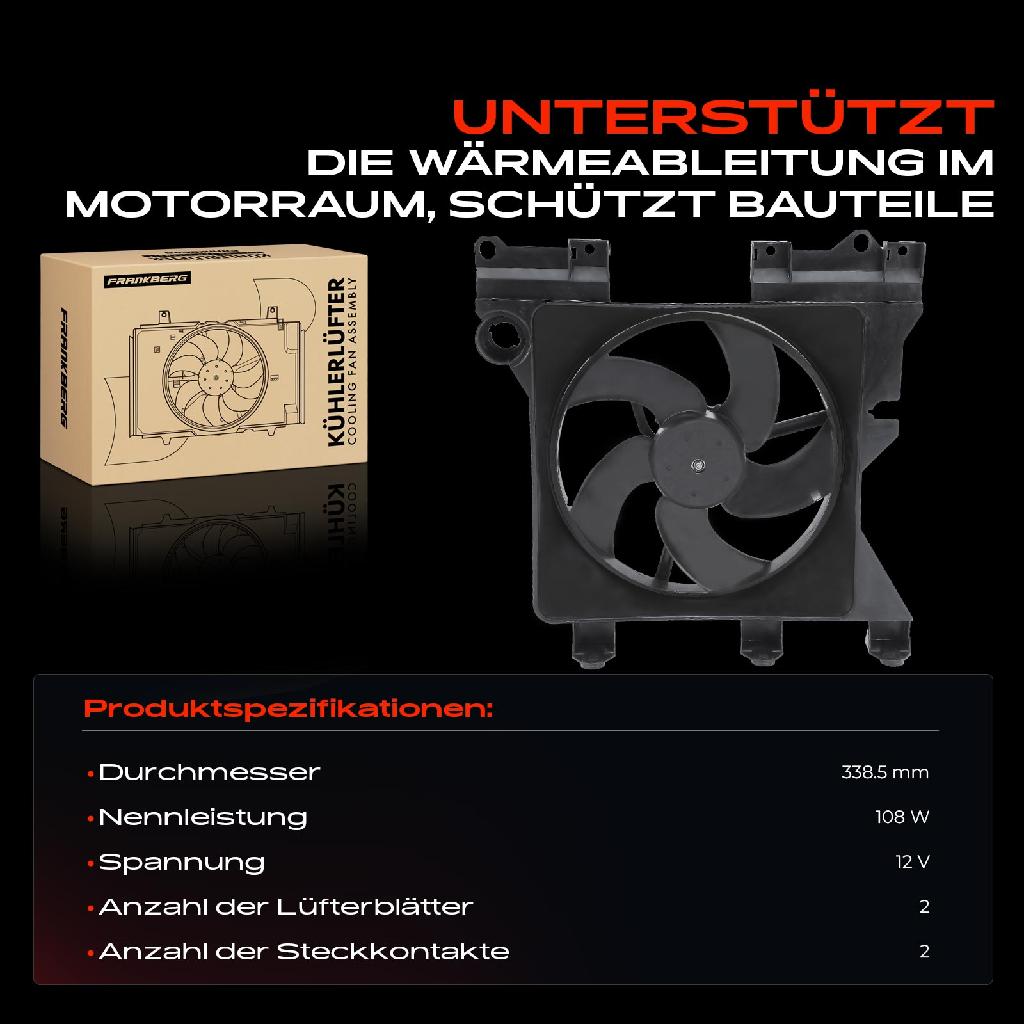 1x Motorkühller Einfachlüfter ohne Kühlerlüfterrahmen Citroën Berlingo Xsara Peugeot Partner