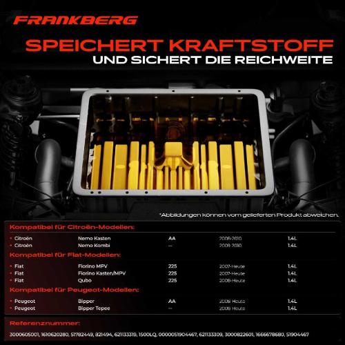 Frankberg 1x Kraftstofftank Kraftstoffbehälter für Fiat Fiorino Qubo Citroën 1.4L Bild Frankberg 1x Kraftstofftank Kraftstoffbehälter für Fiat Fiorino Qubo Citroën 1.4L