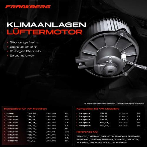 Frankberg 1x Gebläsemotor Innenraumgebläse für VW Multivan T5 T6 Transporter T5 T6 Sharan 7M6 Bild Frankberg 1x Gebläsemotor Innenraumgebläse für VW Multivan T5 T6 Transporter T5 T6 Sharan 7M6