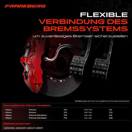 Frankberg 1x Bremsschlauch Bremsschläuche Vorderachse Rechts für Nissan Primera P10 Hatchback Bild Frankberg 1x Bremsschlauch Bremsschläuche Vorderachse Rechts für Nissan Primera P10 Hatchback