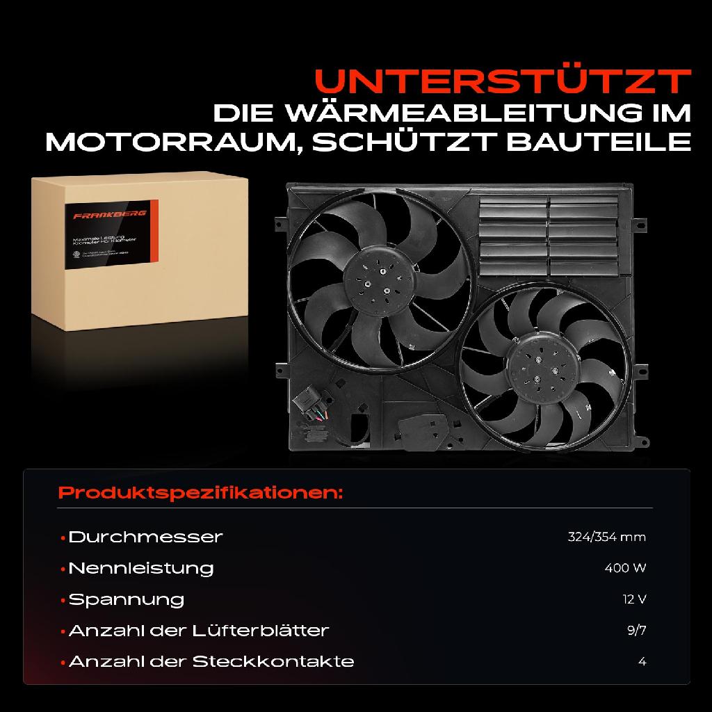1x Motorkühller Doppellüfter mit Kühlerlüfterrahmen VW Sharan 7N1 7N2 Seat Alhambra 2.0L Bj ab 2010