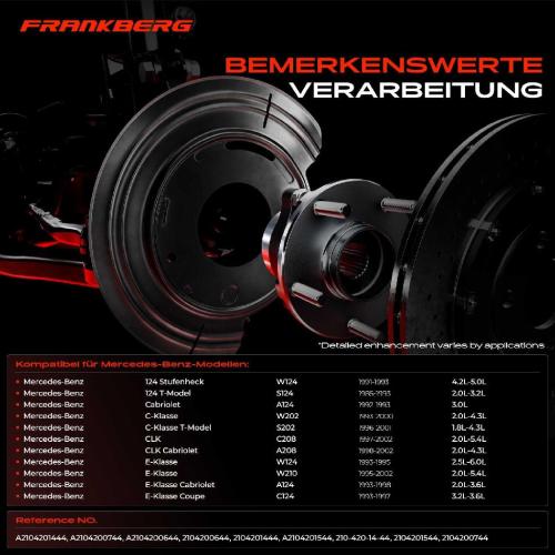 Frankberg 2x Ankerblech Bremsscheibe Hinterachse Beidseitig für Mercedes-Benz 124 Stufenheck W124 S124 W202 S202 A208 Bild Frankberg 2x Ankerblech Bremsscheibe Hinterachse Beidseitig für Mercedes-Benz 124 Stufenheck W124 S124 W202 S202 A208