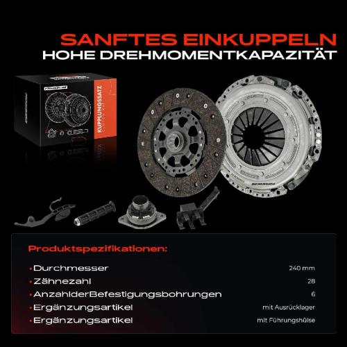 Frankberg 1x Kupplungssatz für Audi A4 8K2 A4 Avant 8K5 A5 8T3 A5 Cabriolet 8F7 A5 Sportback 8TA A6 4G2 Bild Frankberg 1x Kupplungssatz für Audi A4 8K2 A4 Avant 8K5 A5 8T3 A5 Cabriolet 8F7 A5 Sportback 8TA A6 4G2