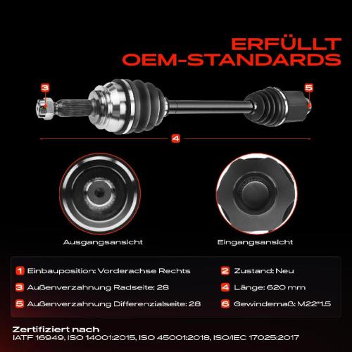 1x Antriebswelle Vorderachse Rechts für Dodge Caliber 2.0L 2.1L 2006-2011 Bild 1x Antriebswelle Vorderachse Rechts für Dodge Caliber 2.0L 2.1L 2006-2011