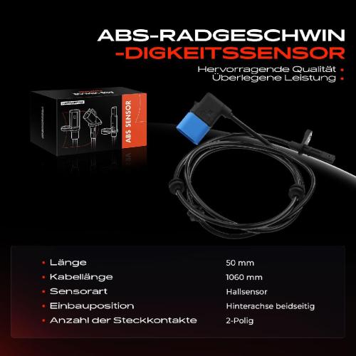 1x ABS Sensor Hinterachse beidseitig für Mercedes-Benz W176 W242 W246 W245 C117 X117 X156 1.6L 2010-2019 Bild 1x ABS Sensor Hinterachse beidseitig für Mercedes-Benz W176 W242 W246 W245 C117 X117 X156 1.6L 2010-2019