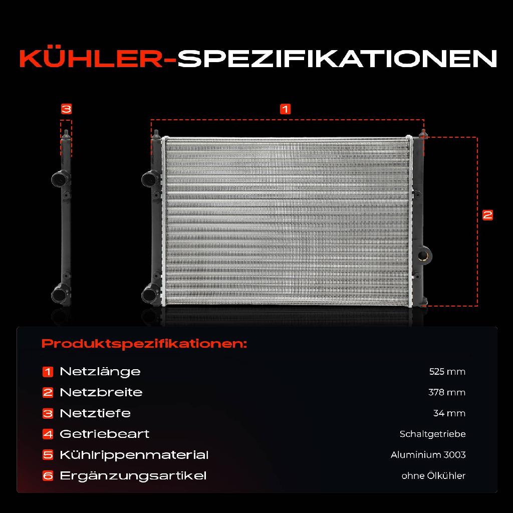1x Kühler Wasserkühler Motorkühler für VW Passat 35I 3A2 1.6L 1.8L 2.0L