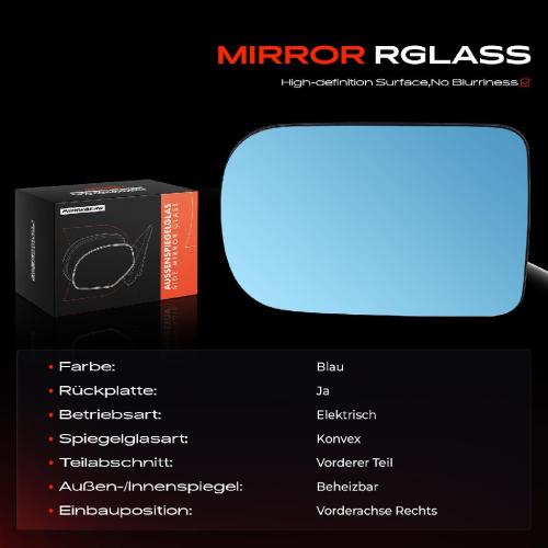 1x Spiegelglas Außenspiegel rechts für BMW 5er Touring E39 7er E38 2.0L 2.2L 6.9L Bild 1x Spiegelglas Außenspiegel rechts für BMW 5er Touring E39 7er E38 2.0L 2.2L 6.9L