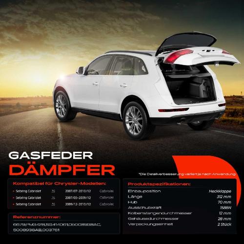 2x Gasfeder Dämpfer Heckklappe Chrysler Sebring Cabriolet JS 2007-2010 Bild 2x Gasfeder Dämpfer Heckklappe Chrysler Sebring Cabriolet JS 2007-2010