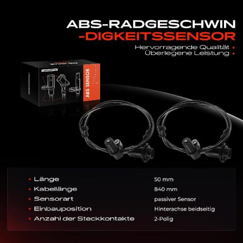 2x ABS Sensor Hinten für Mercedes-Benz A-Klasse W168 Vaneo 414 1.4L 1.6L 1.7L 1.9L 1997-2005 Bild 2x ABS Sensor Hinten für Mercedes-Benz A-Klasse W168 Vaneo 414 1.4L 1.6L 1.7L 1.9L 1997-2005