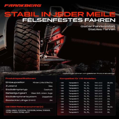 2x Stoßdämpfer Hinterachse für VW Transporter IV 1990-2003 Bild 2x Stoßdämpfer Hinterachse für VW Transporter IV 1990-2003