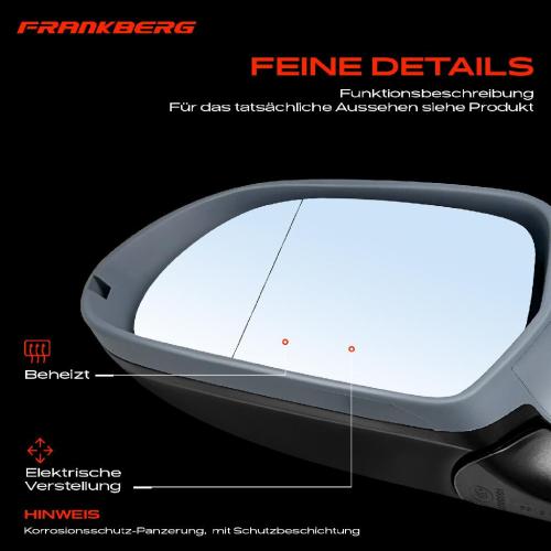 Frankberg 1x Außenspiegel Links für Audi A3 Cabriolet 8P1 8P7 2008-2010 Bild Frankberg 1x Außenspiegel Links für Audi A3 Cabriolet 8P1 8P7 2008-2010