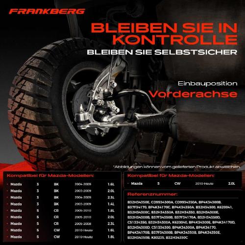 1x Querlenker Satz Vorderachse für Mazda 3 BK 3 Stufenheck 5 CR CW 1.4L 1.6L 2.0L 2.3L 1.8L Bj ab 2003 Bild 1x Querlenker Satz Vorderachse für Mazda 3 BK 3 Stufenheck 5 CR CW 1.4L 1.6L 2.0L 2.3L 1.8L Bj ab 2003