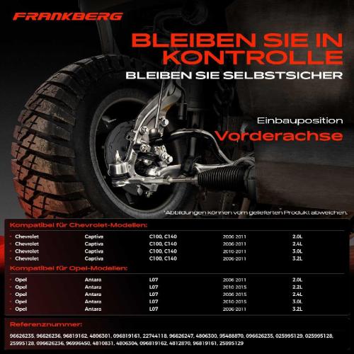 Frankberg 1x Querlenker Satz Vorderachse für Chevrolet Captiva Opel Antara 2.0L 2.4L 3.0L 3.2L 2.2L 2006-2015 Bild Frankberg 1x Querlenker Satz Vorderachse für Chevrolet Captiva Opel Antara 2.0L 2.4L 3.0L 3.2L 2.2L 2006-2015