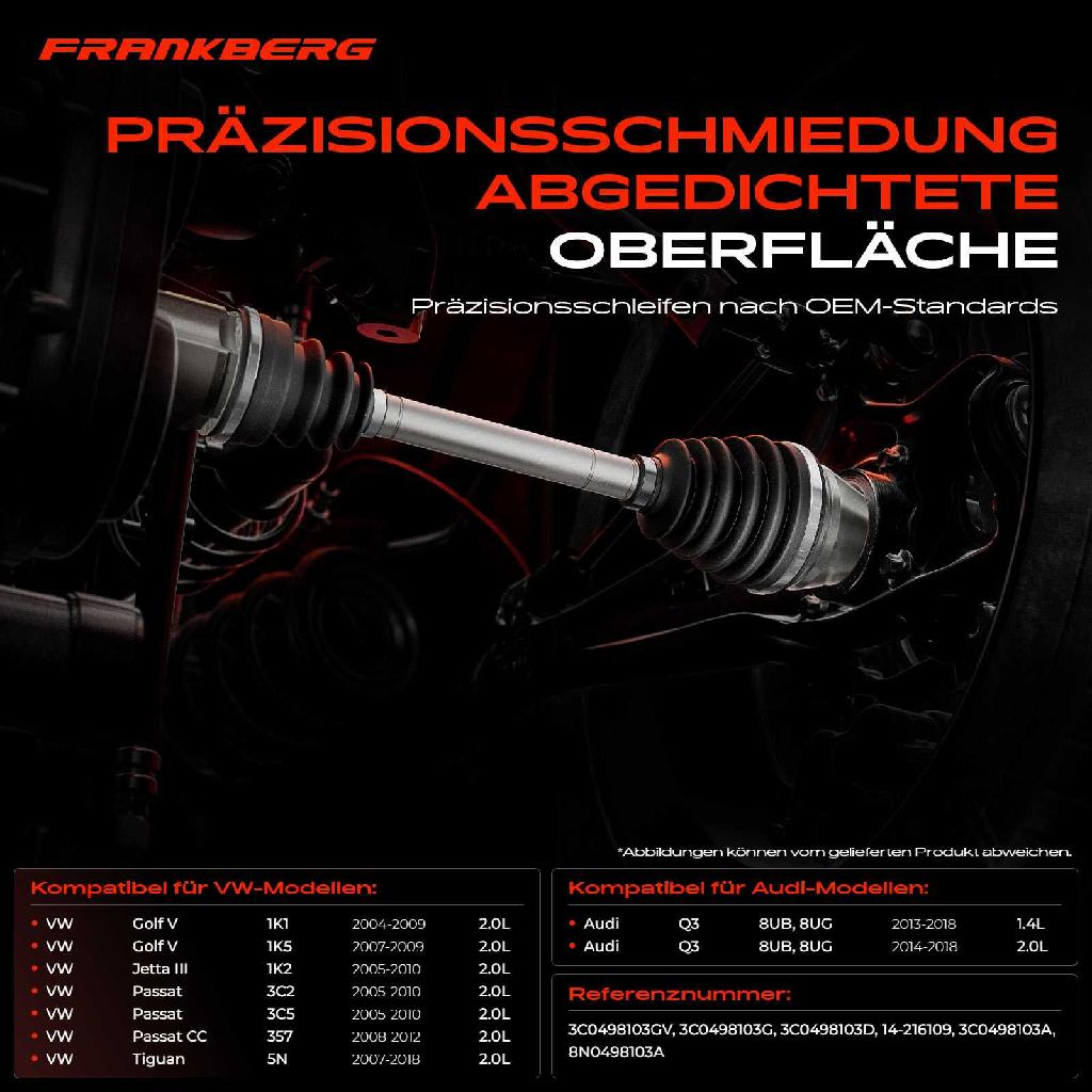 1x Antriebswelle Gelenksatz Vorderachse für VW Golf 5 1K Passat Jetta Tiguan Audi Q3 8U