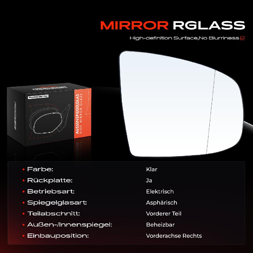 1x Spiegelglas Außenspiegel rechts für BMW X5 E70 X6 E71 E72 2006-2014