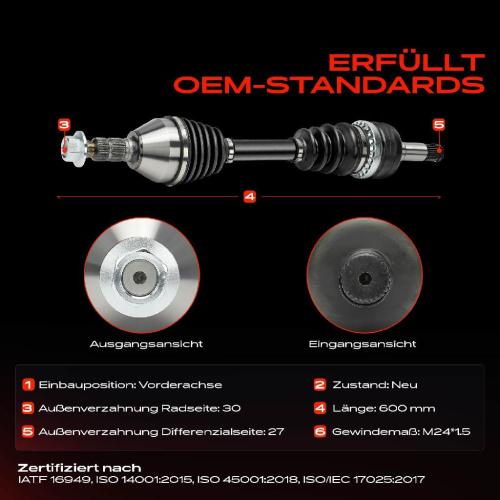 Frankberg 1x Antriebswelle Vorderachse für Opel Signum Vectra C CC Saab 9-3 Bild Frankberg 1x Antriebswelle Vorderachse für Opel Signum Vectra C CC Saab 9-3