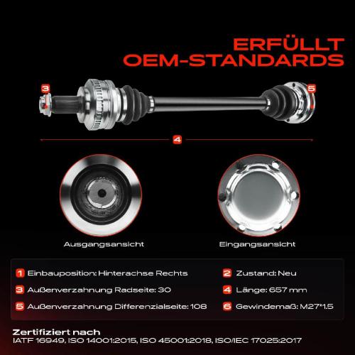 1x Antriebswelle Hinterachse Rechts für BMW 3er Cabriolet Coupe Z4 E46 M3 E85 E86 3.2L Bild 1x Antriebswelle Hinterachse Rechts für BMW 3er Cabriolet Coupe Z4 E46 M3 E85 E86 3.2L